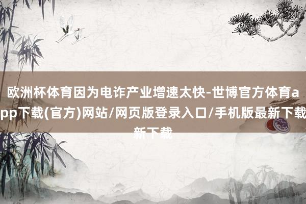 欧洲杯体育因为电诈产业增速太快-世博官方体育app下载(官方)网站/网页版登录入口/手机版最新下载