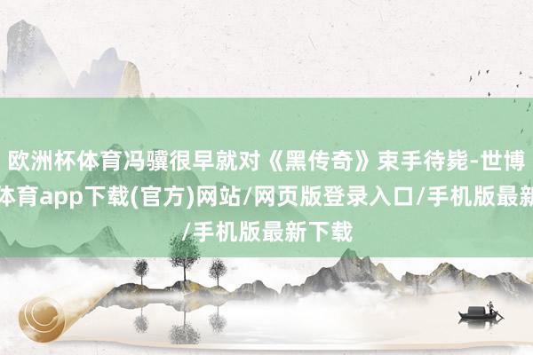 欧洲杯体育冯骥很早就对《黑传奇》束手待毙-世博官方体育app下载(官方)网站/网页版登录入口/手机版最新下载