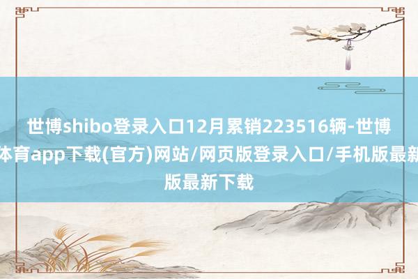 世博shibo登录入口12月累销223516辆-世博官方体育app下载(官方)网站/网页版登录入口/手机版最新下载