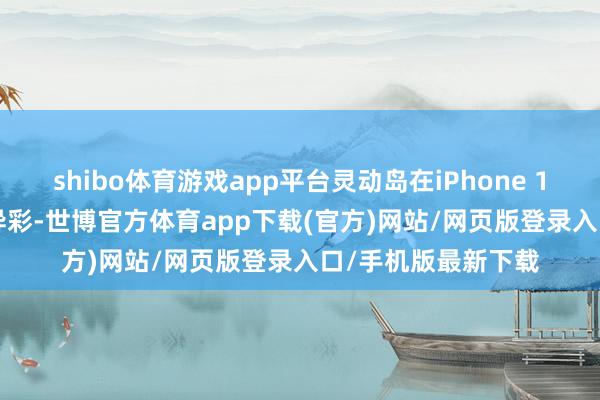 shibo体育游戏app平台灵动岛在iPhone 14 Pro系列上大放异彩-世博官方体育app下载(官方)网站/网页版登录入口/手机版最新下载
