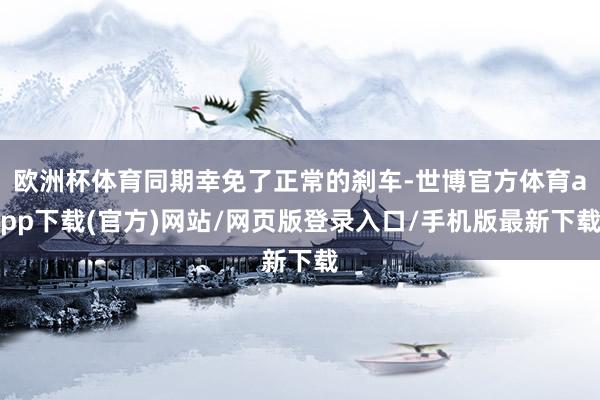 欧洲杯体育同期幸免了正常的刹车-世博官方体育app下载(官方)网站/网页版登录入口/手机版最新下载