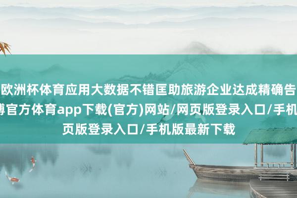 欧洲杯体育应用大数据不错匡助旅游企业达成精确告白投放-世博官方体育app下载(官方)网站/网页版登录入口/手机版最新下载